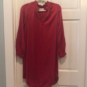 Velvet bright red silk dress